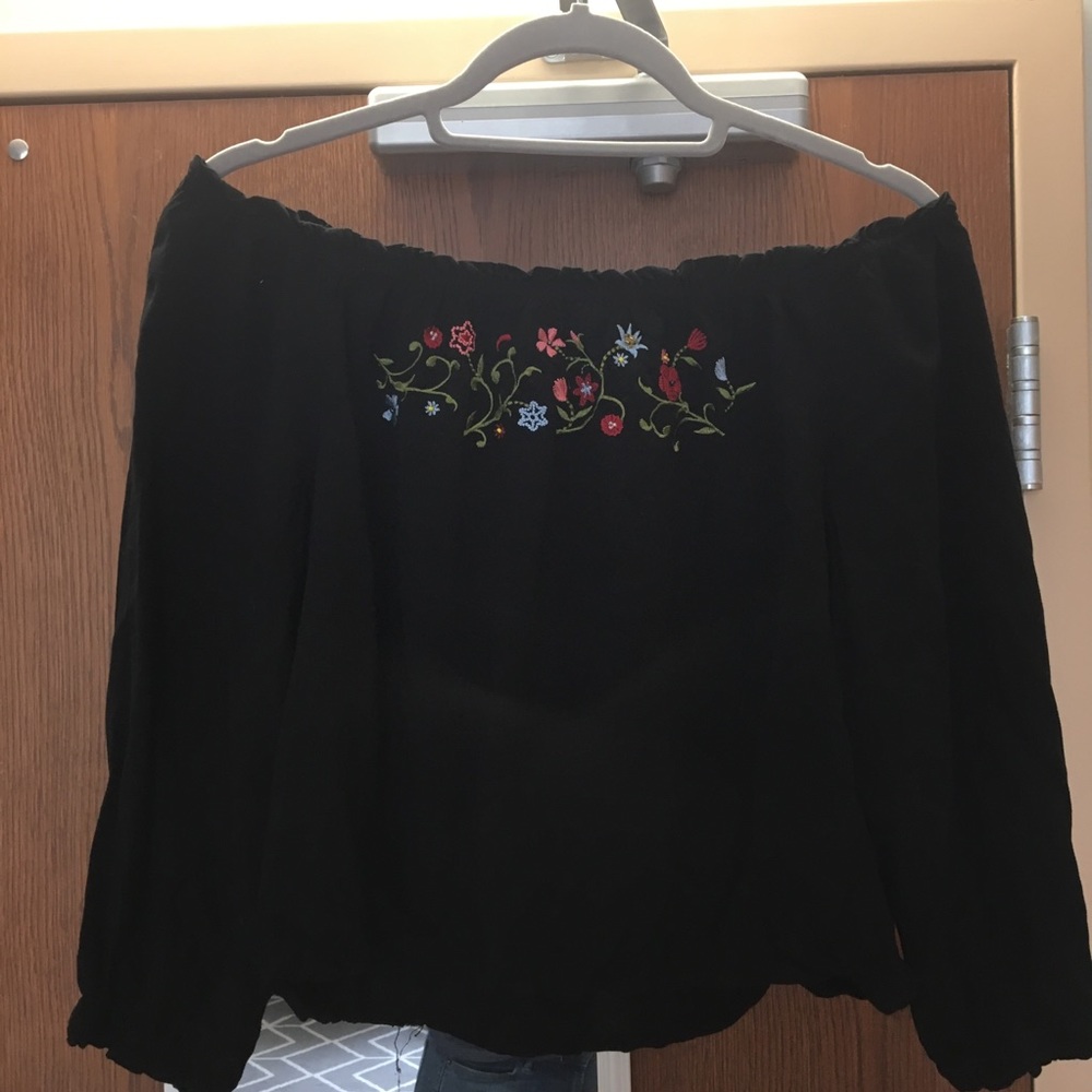 Black off the shoulder blouse